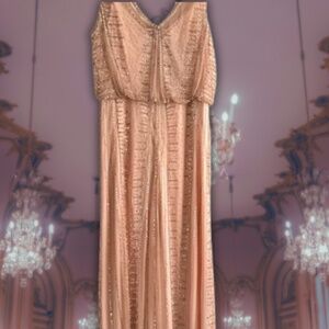Adrianna Papell Blush Beaded Gown NWT